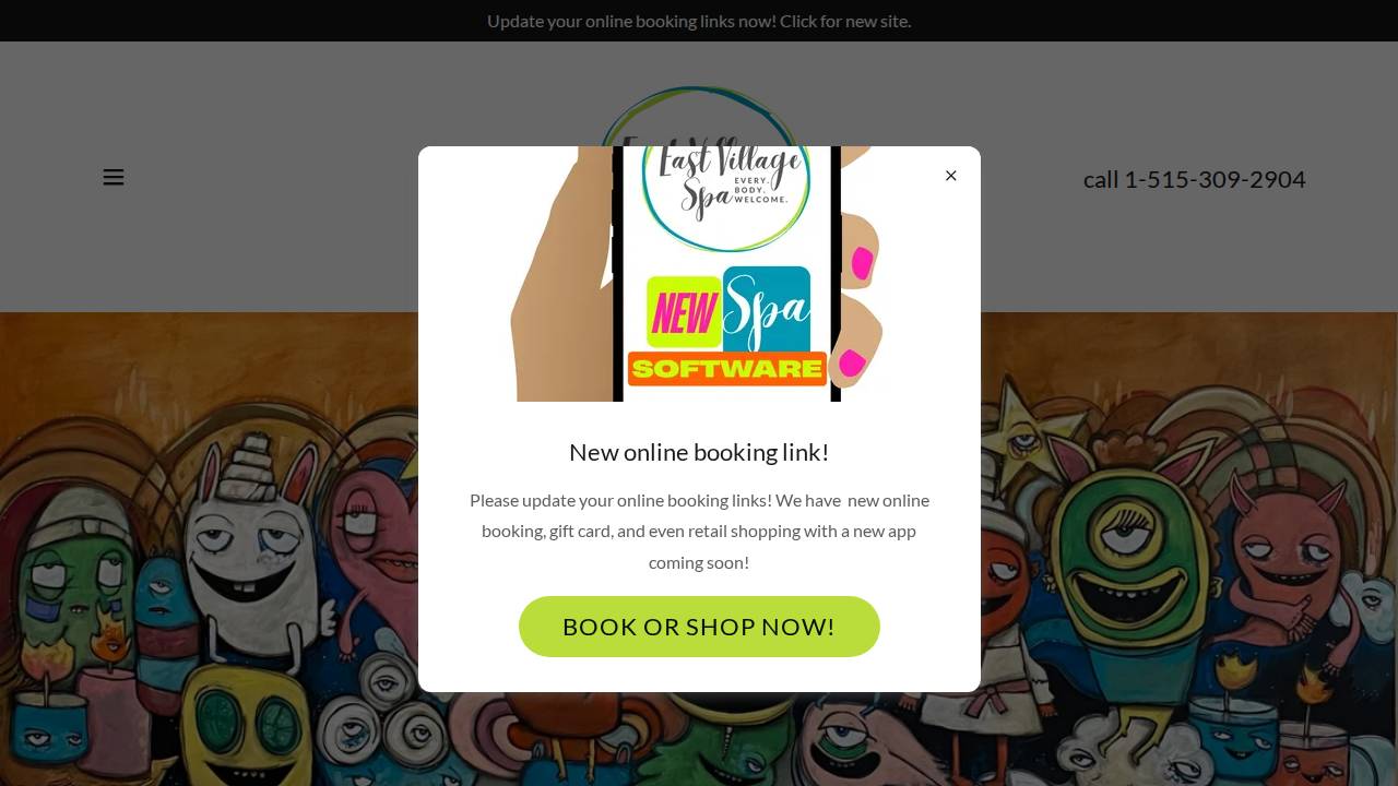 East Village Spa website screenshot