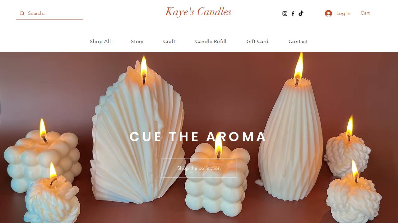 Kaye's Candles website screenshot