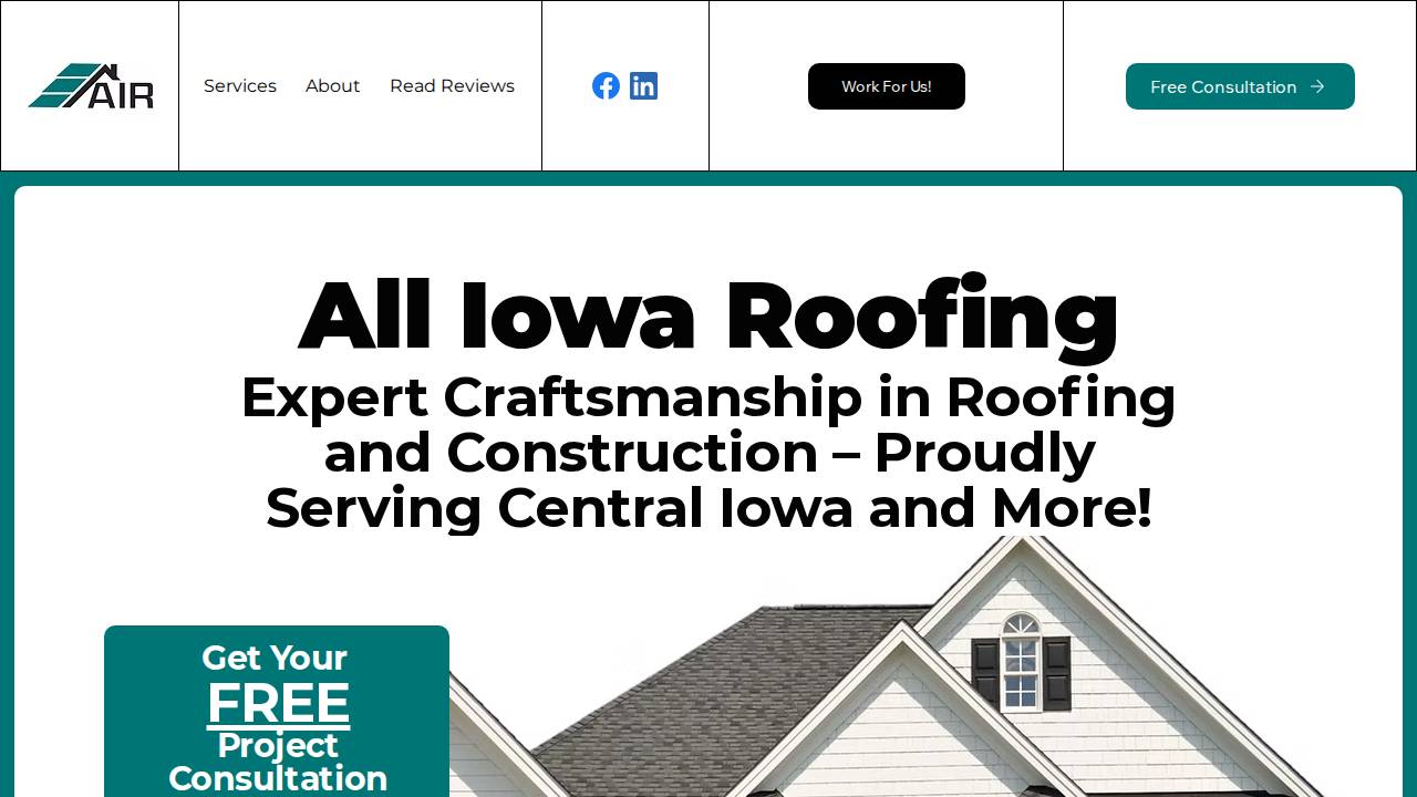 All Iowa Roofing website screenshot