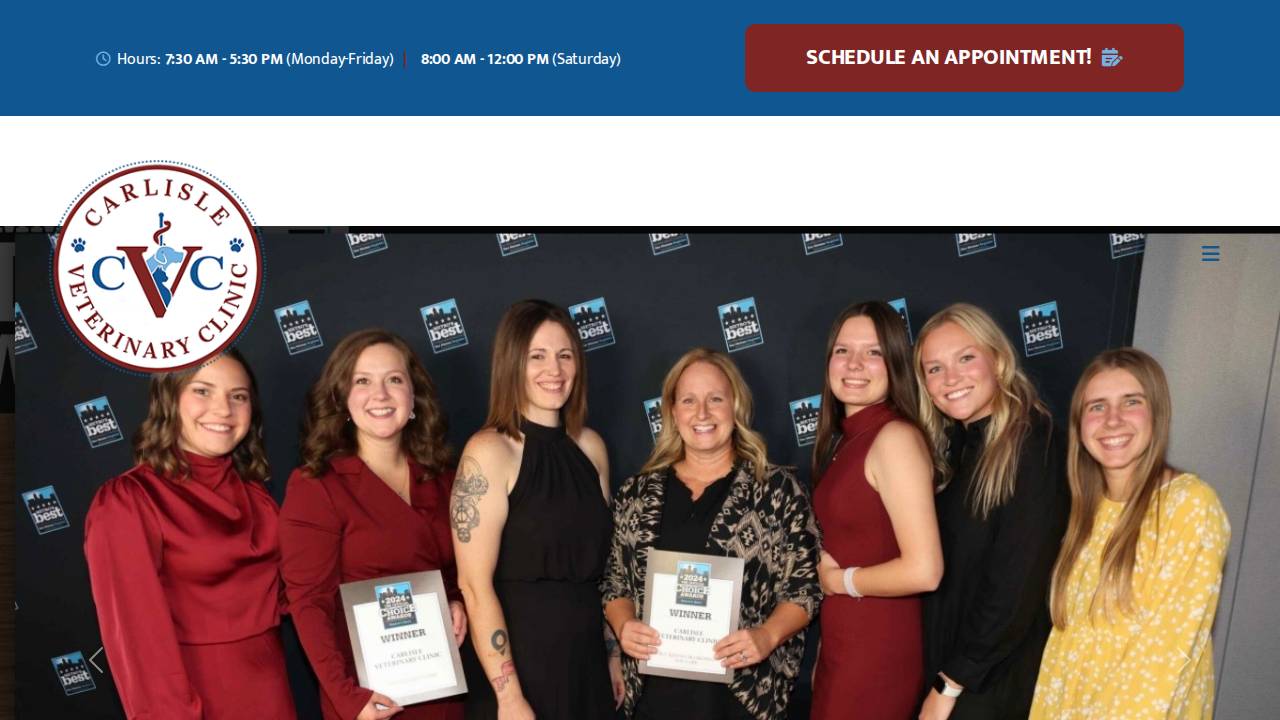 Carlisle Veterinary Clinic LLC website screenshot