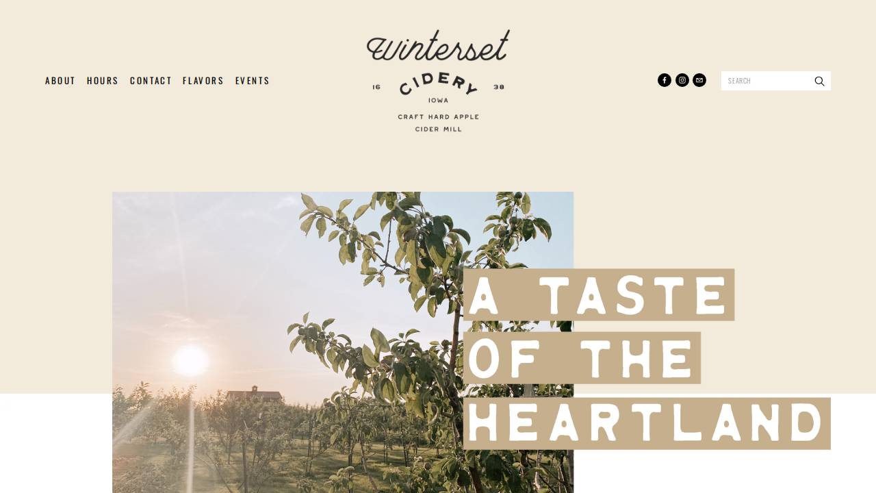 Winterset Cidery website screenshot