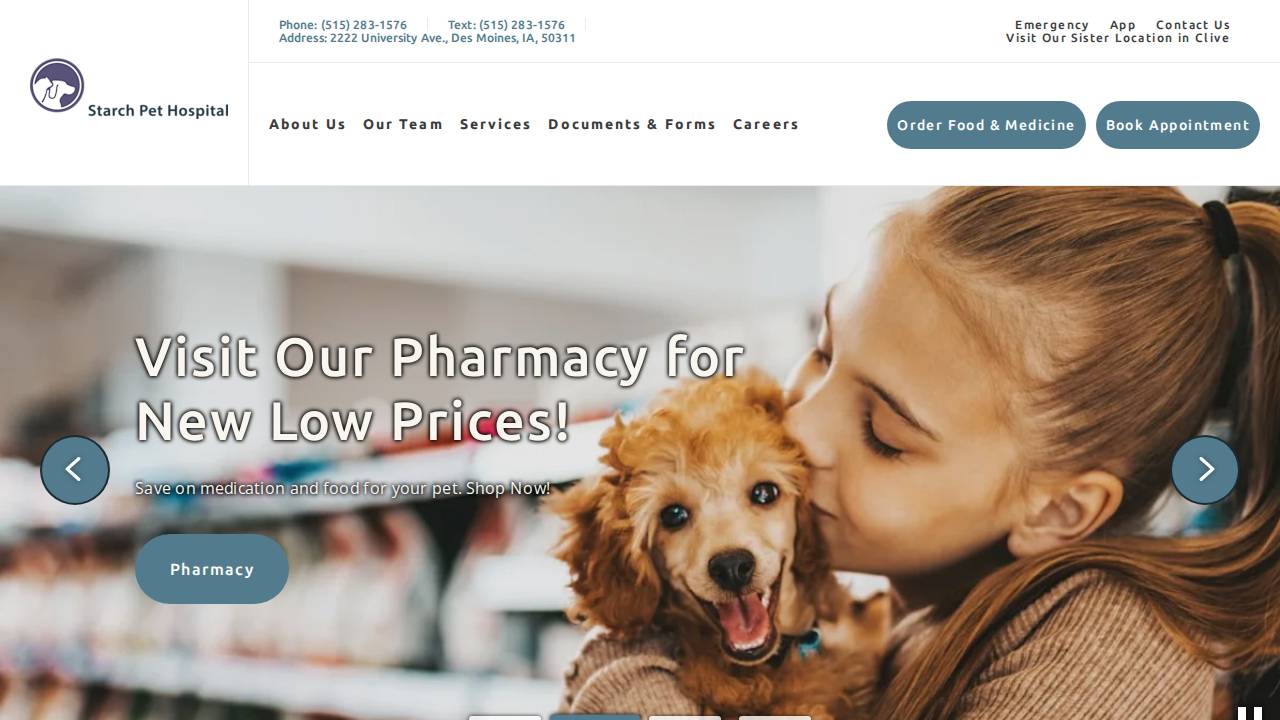 Starch Pet Hospital website screenshot