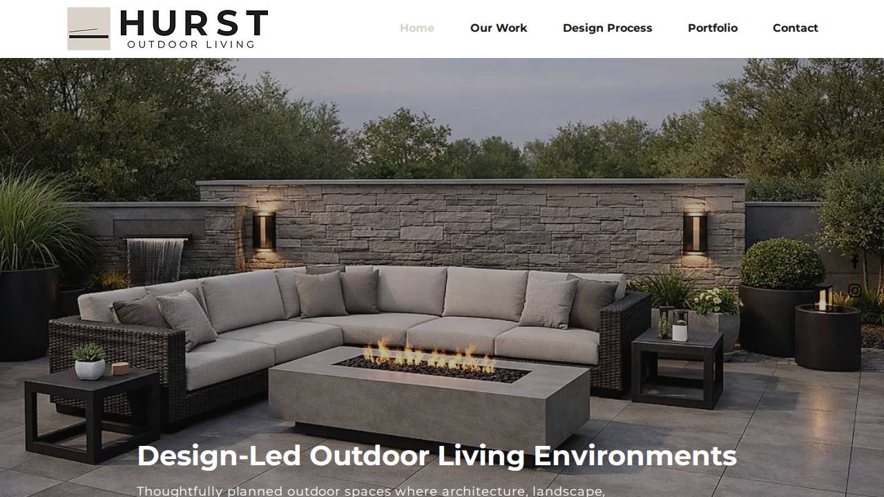 Hurst Outdoor Living website screenshot