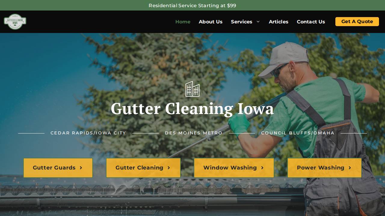 Gutter Cleaning Iowa LLC website screenshot