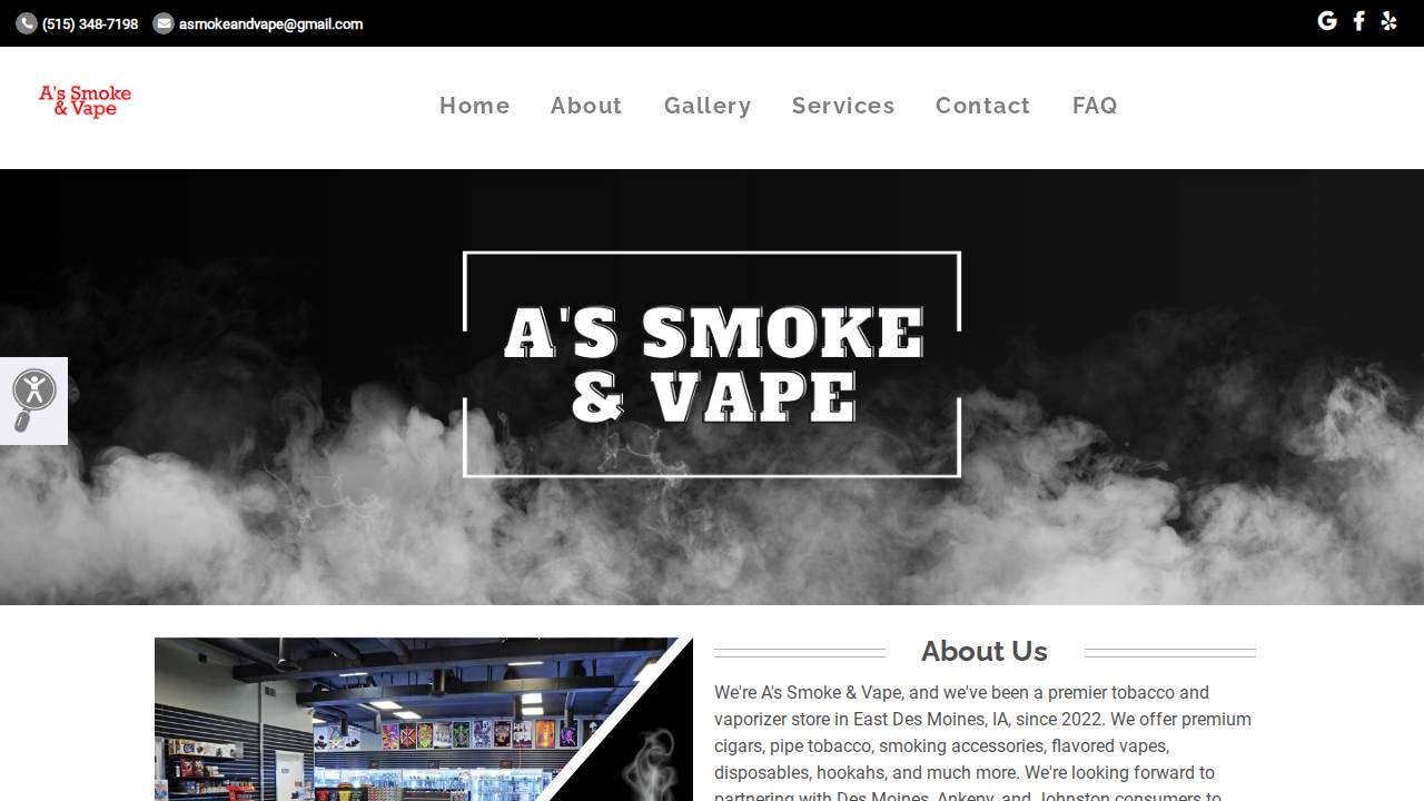 Smoke & Vape website screenshot