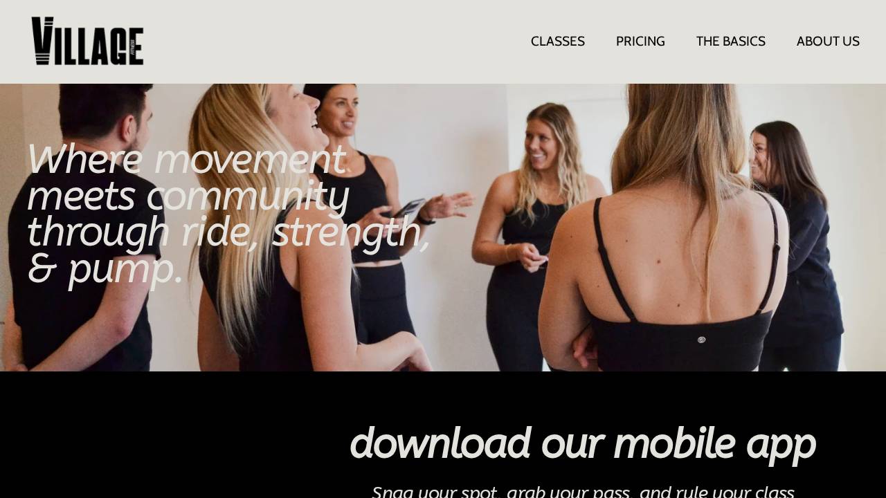 Village Fitness website screenshot
