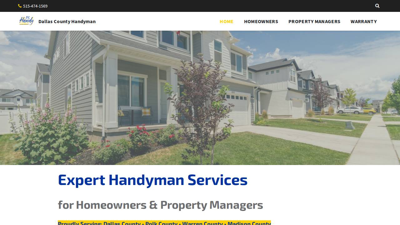 Dallas County Handyman website screenshot