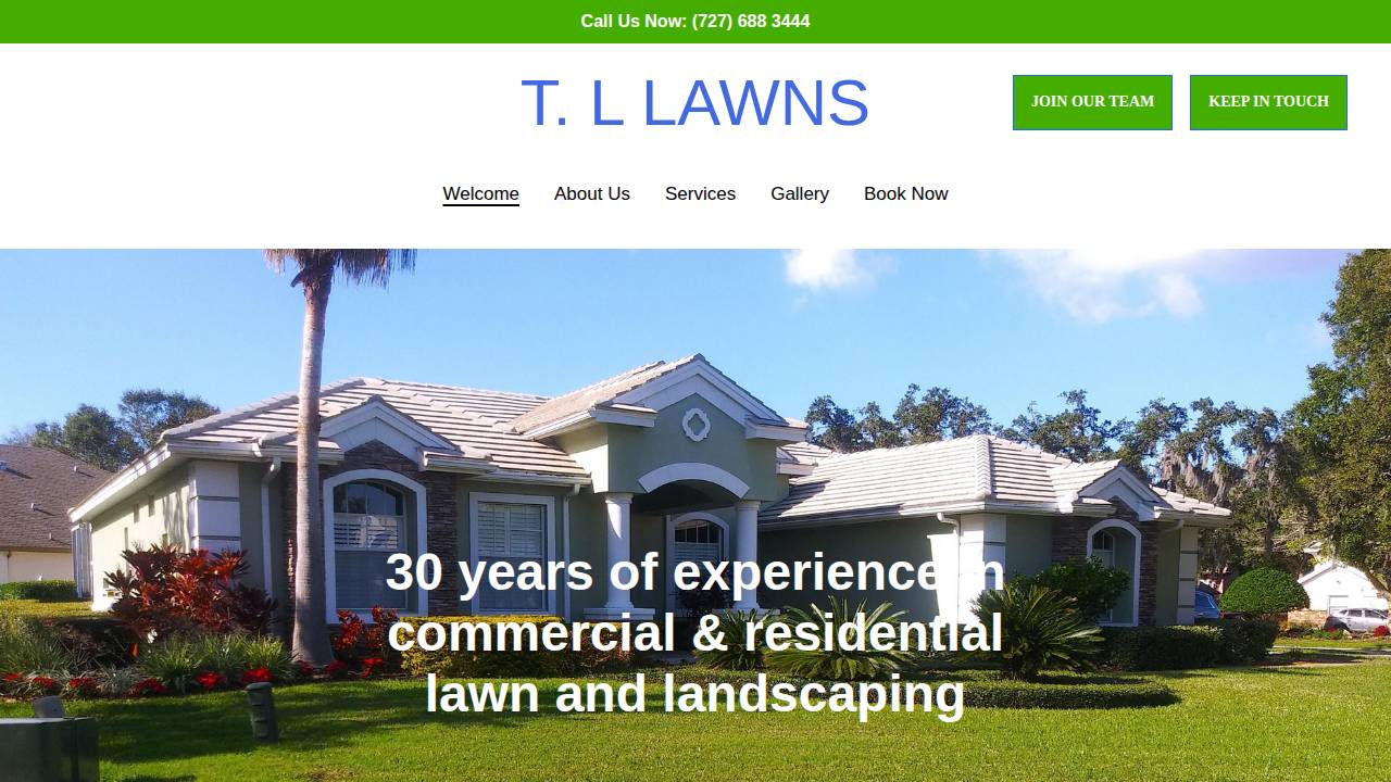 Tl Lawns website screenshot