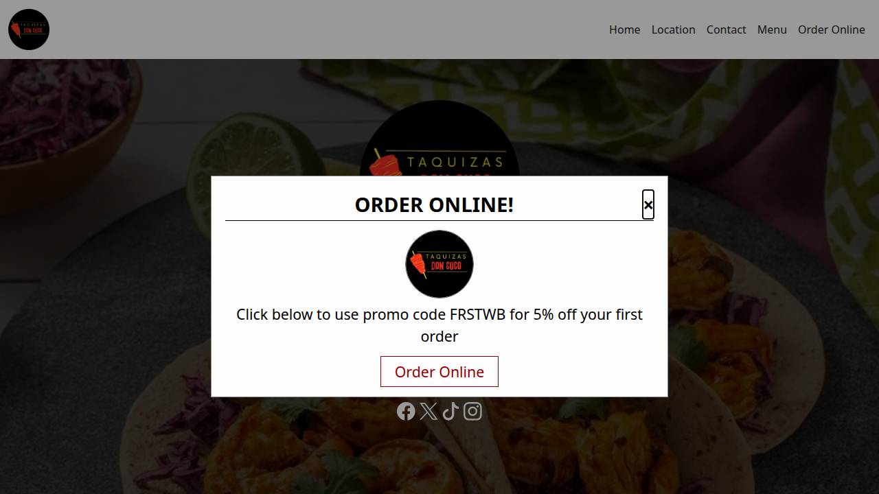 Taquizas Don Cuco LLC website screenshot