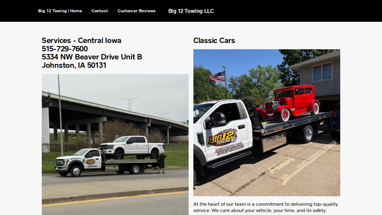 Big 12 Towing website screenshot
