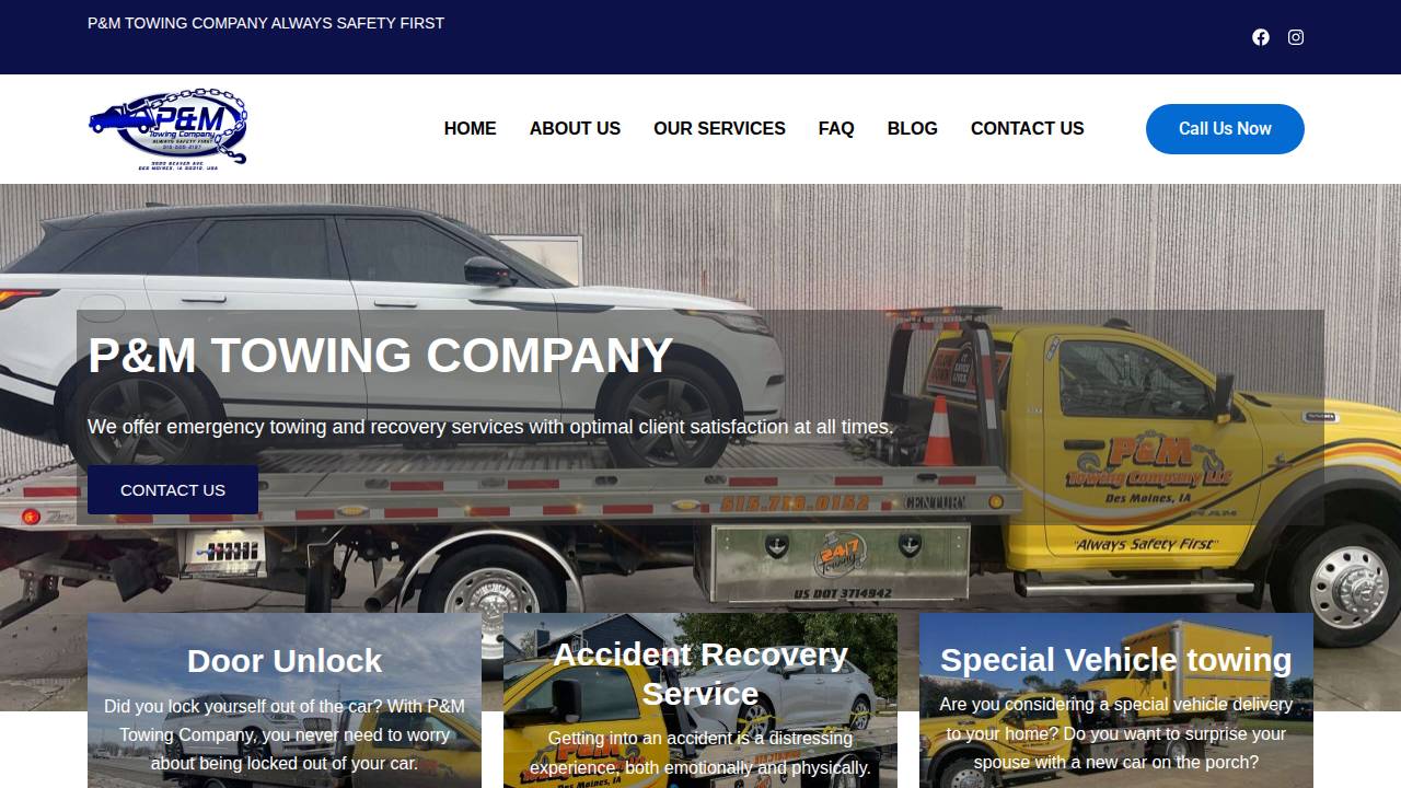 P&M Snow Removal LLC website screenshot