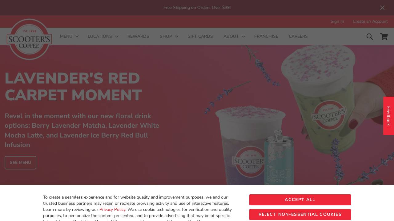 Scooter's Coffee website screenshot