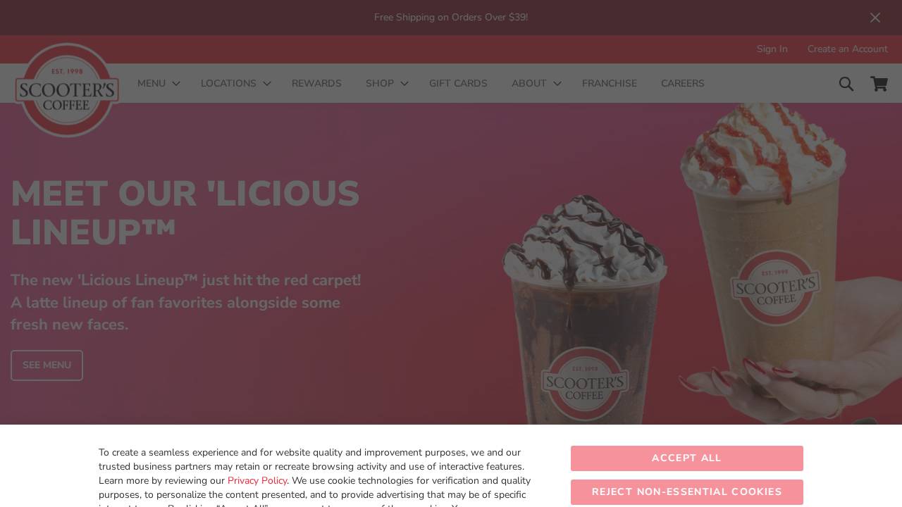 Scooter's Coffee website screenshot