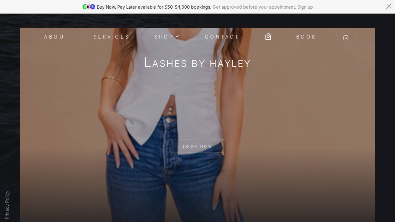 Lash Technician website screenshot