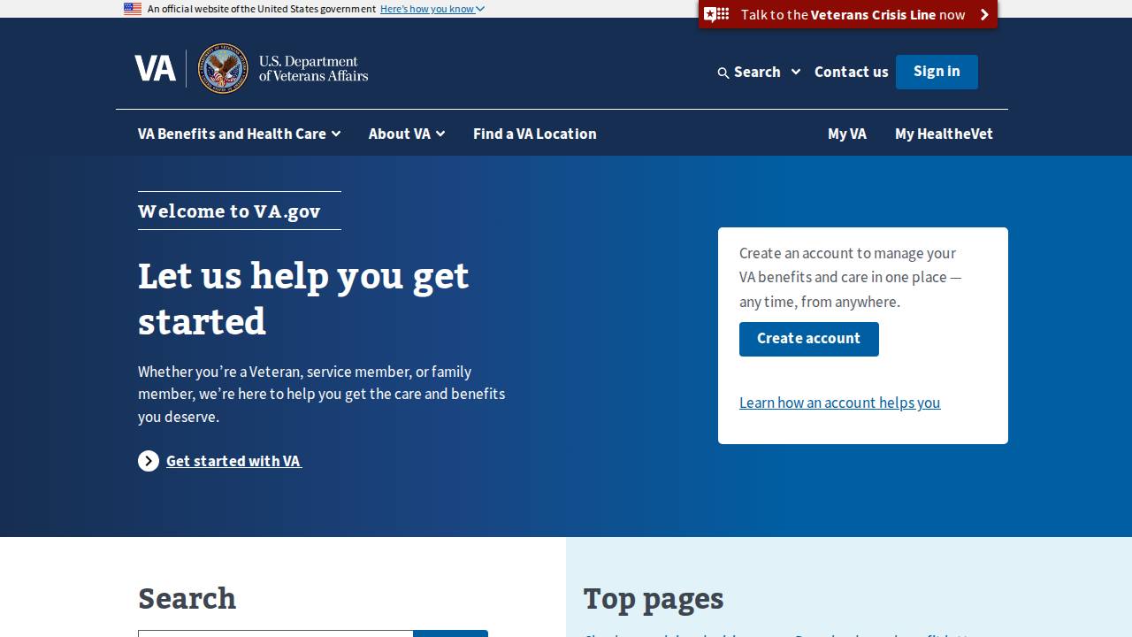Homeless Vet Services website screenshot