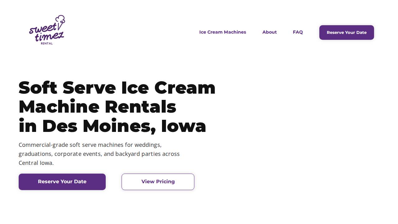 Sweet Timez Rental website screenshot