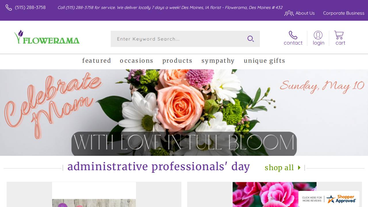 The Floral Corner website screenshot