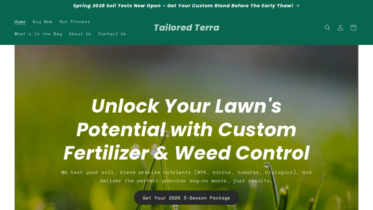 Tailored Terra website screenshot