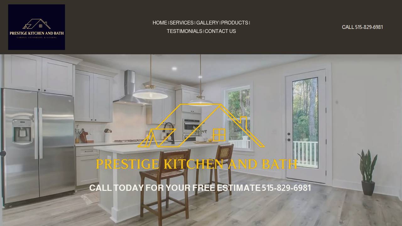 Prestige Kitchen And Bath LLC website screenshot