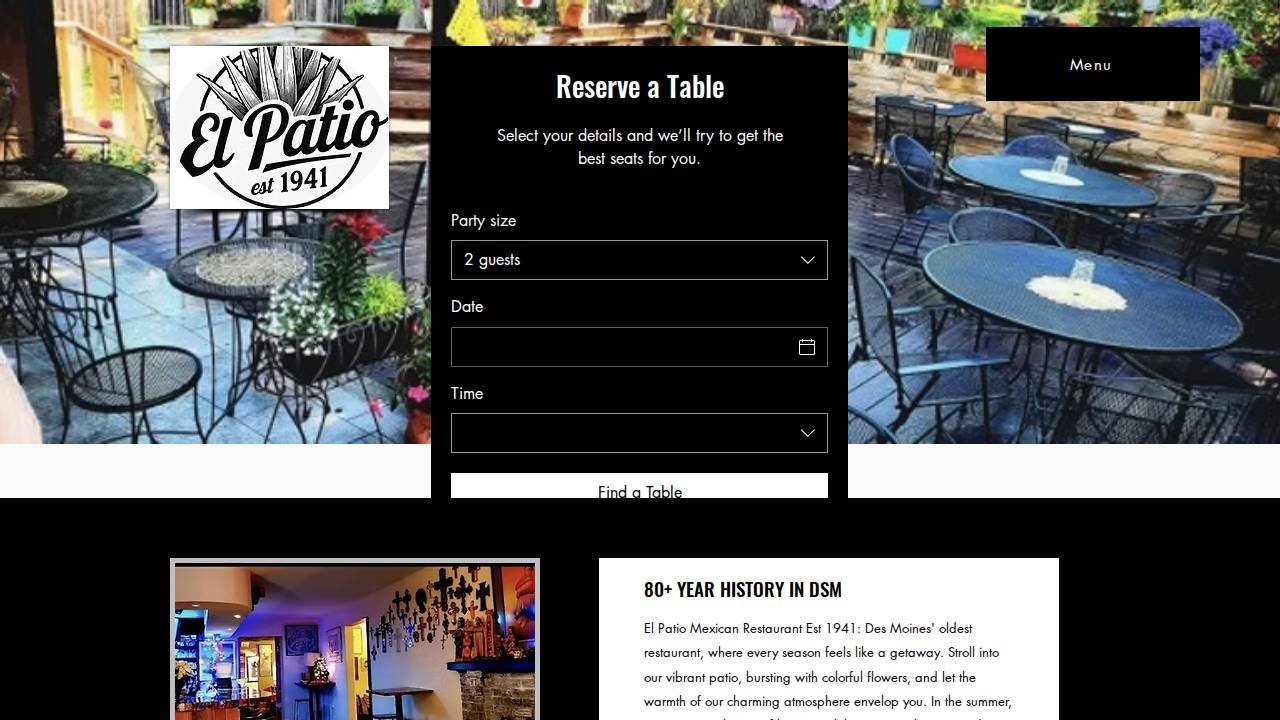 El Patio website screenshot