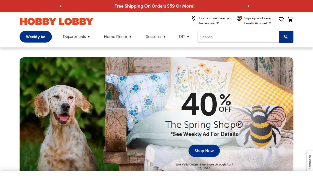 Hobby Lobby Stores Inc. website screenshot