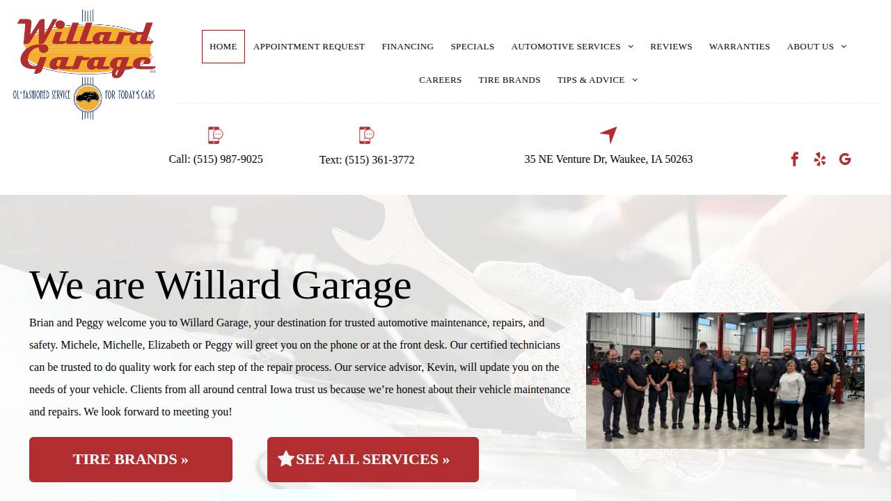 Willard Garage LLC website screenshot