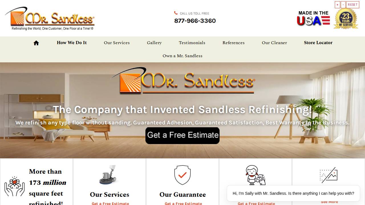 Mr Sandless website screenshot