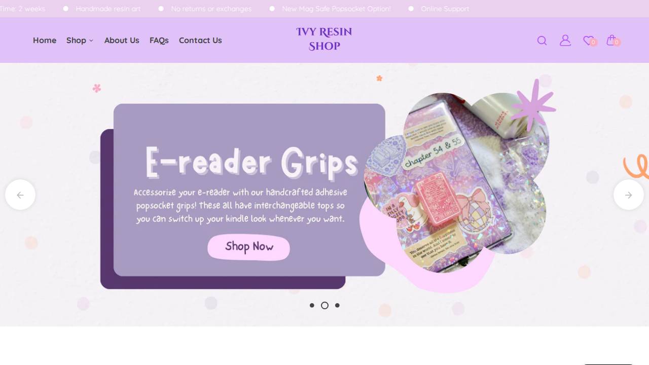 Ivy Resin Shop LLC website screenshot