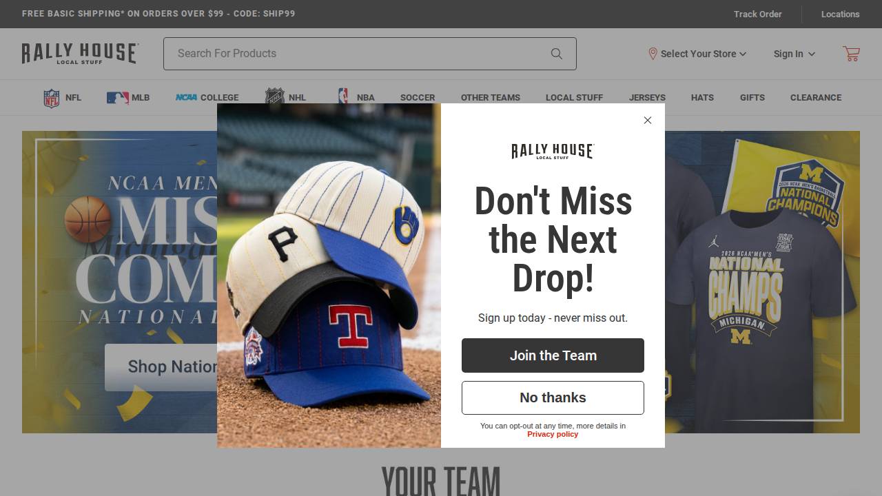 Rally House 352 website screenshot
