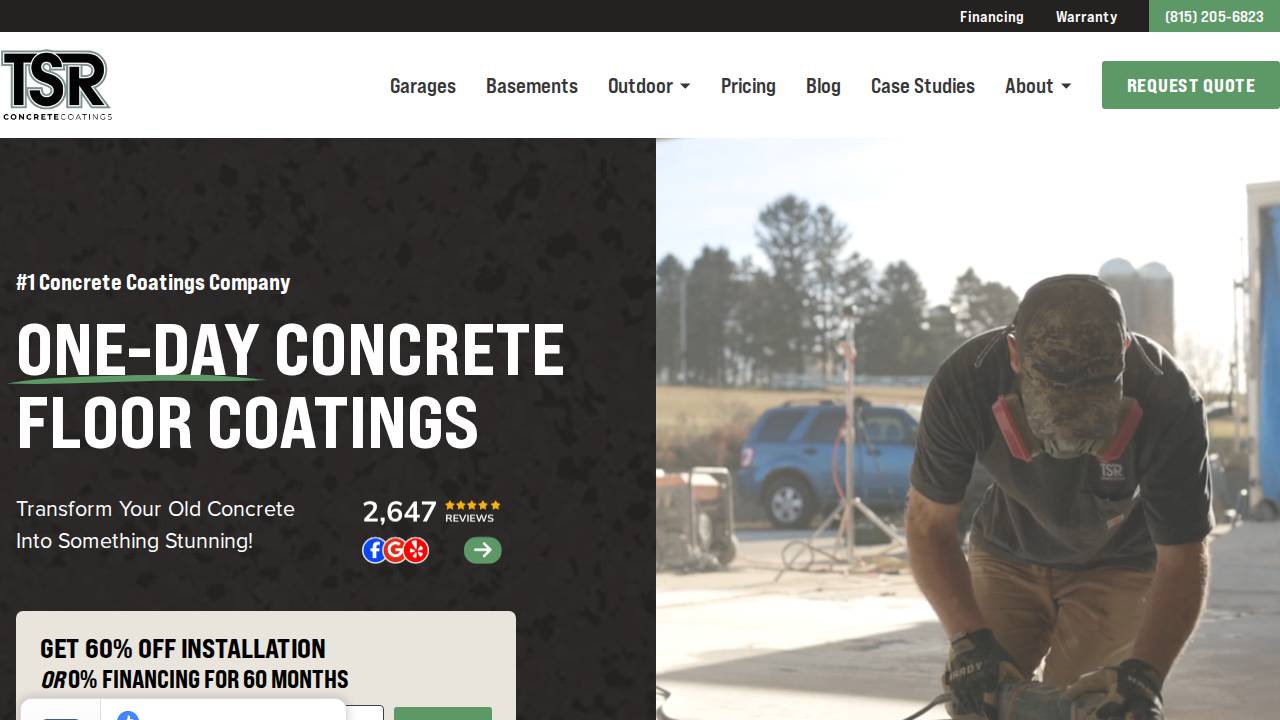 Tsr Concrete Coatings LLC website screenshot