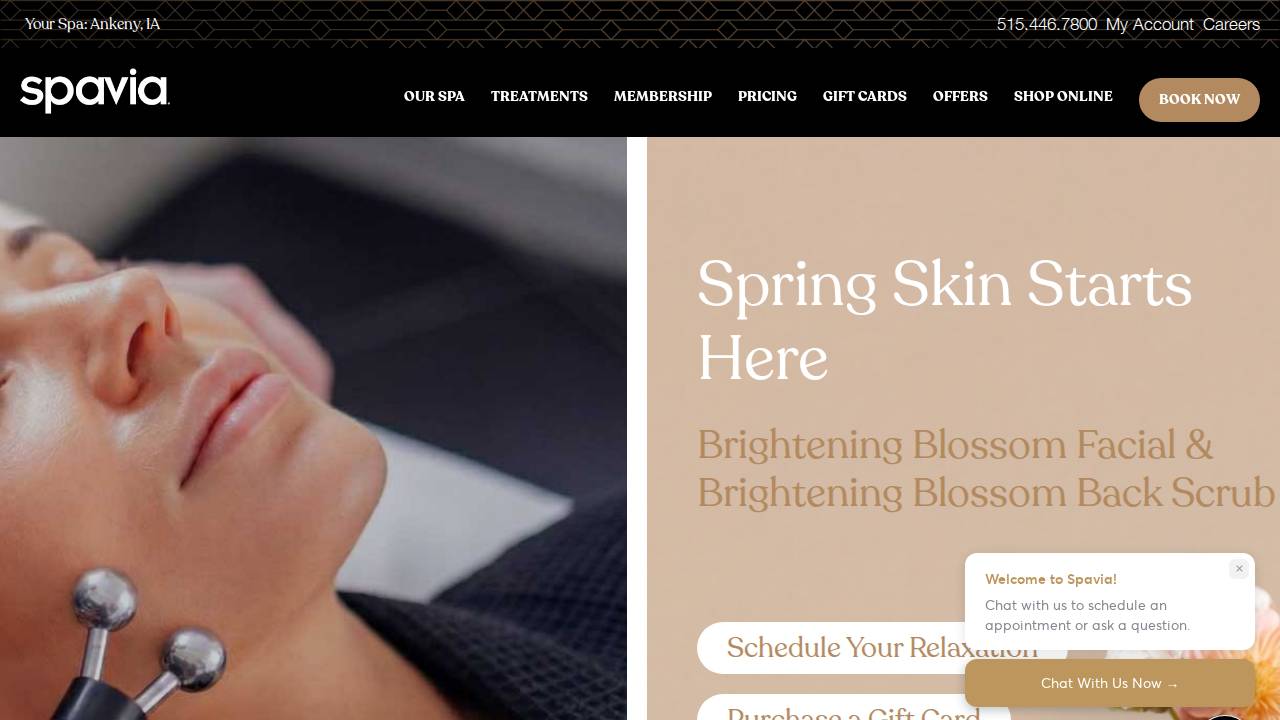 Spavia-Ankeny website screenshot