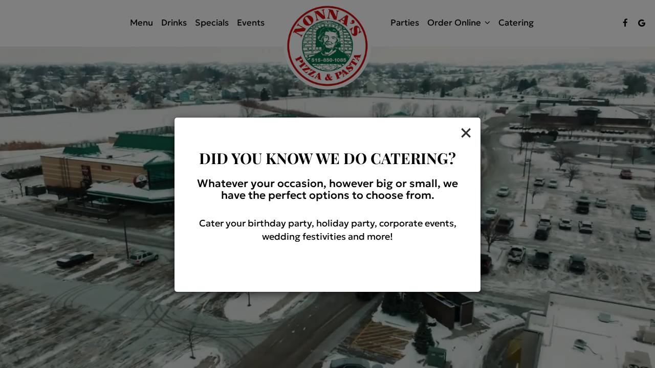 Nonna's Pizza & Pasta website screenshot