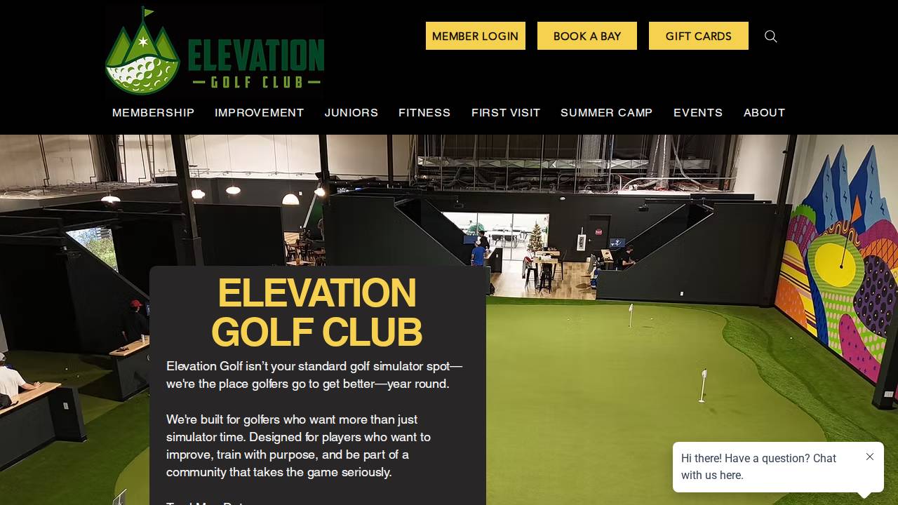 Elevation Golf Club website screenshot
