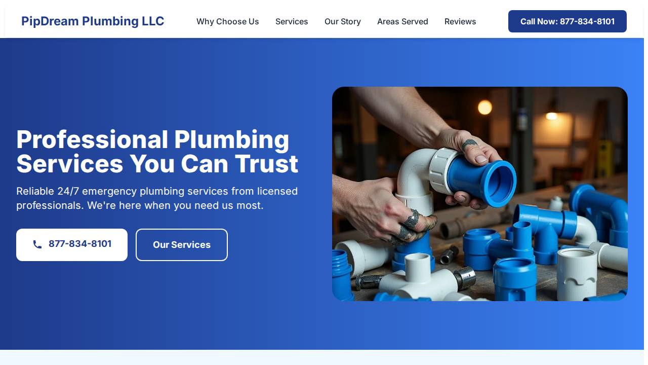 Pipe Dream Plumbing website screenshot