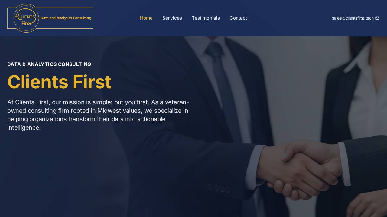 Clients First Data And Analytics Consulting website screenshot