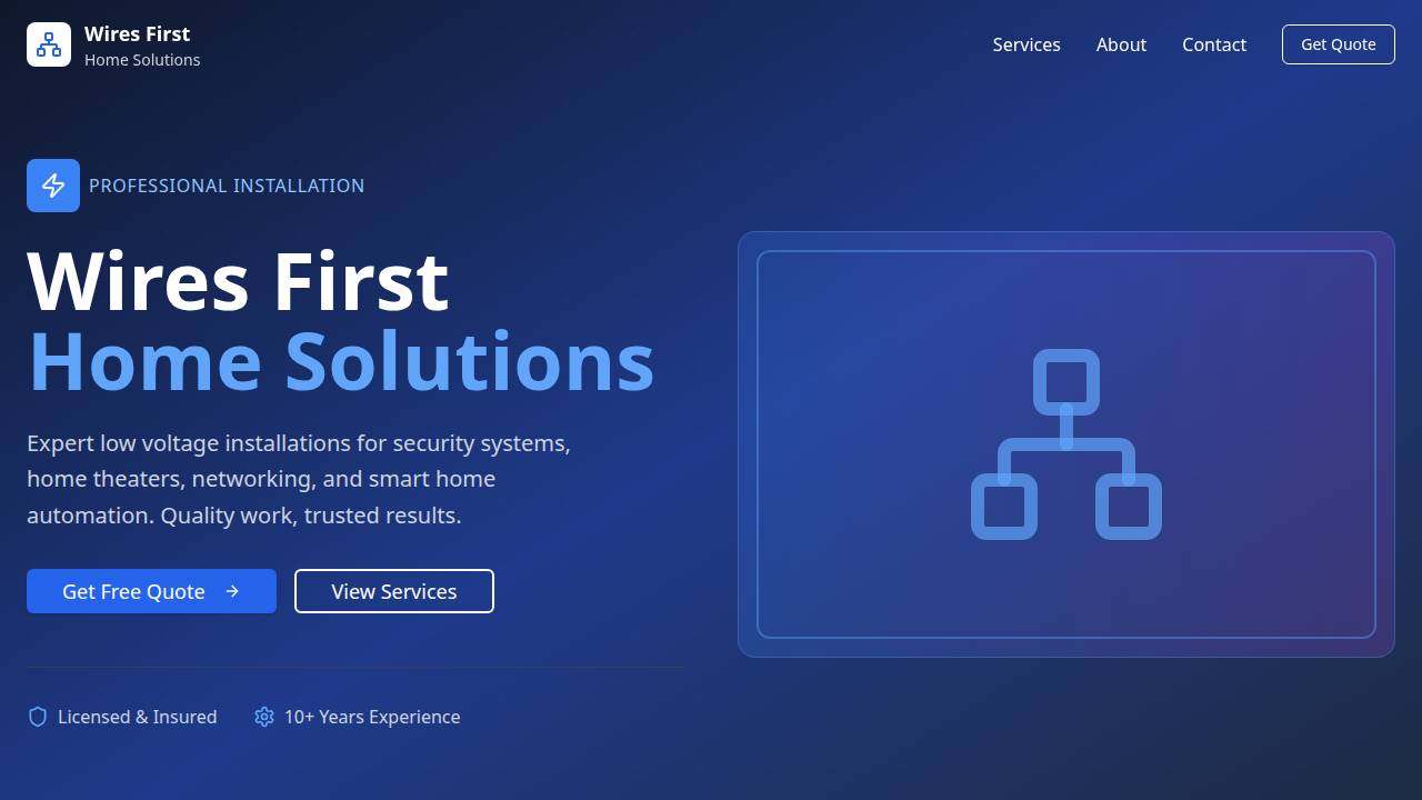 Wires First Home Solutions LLC website screenshot