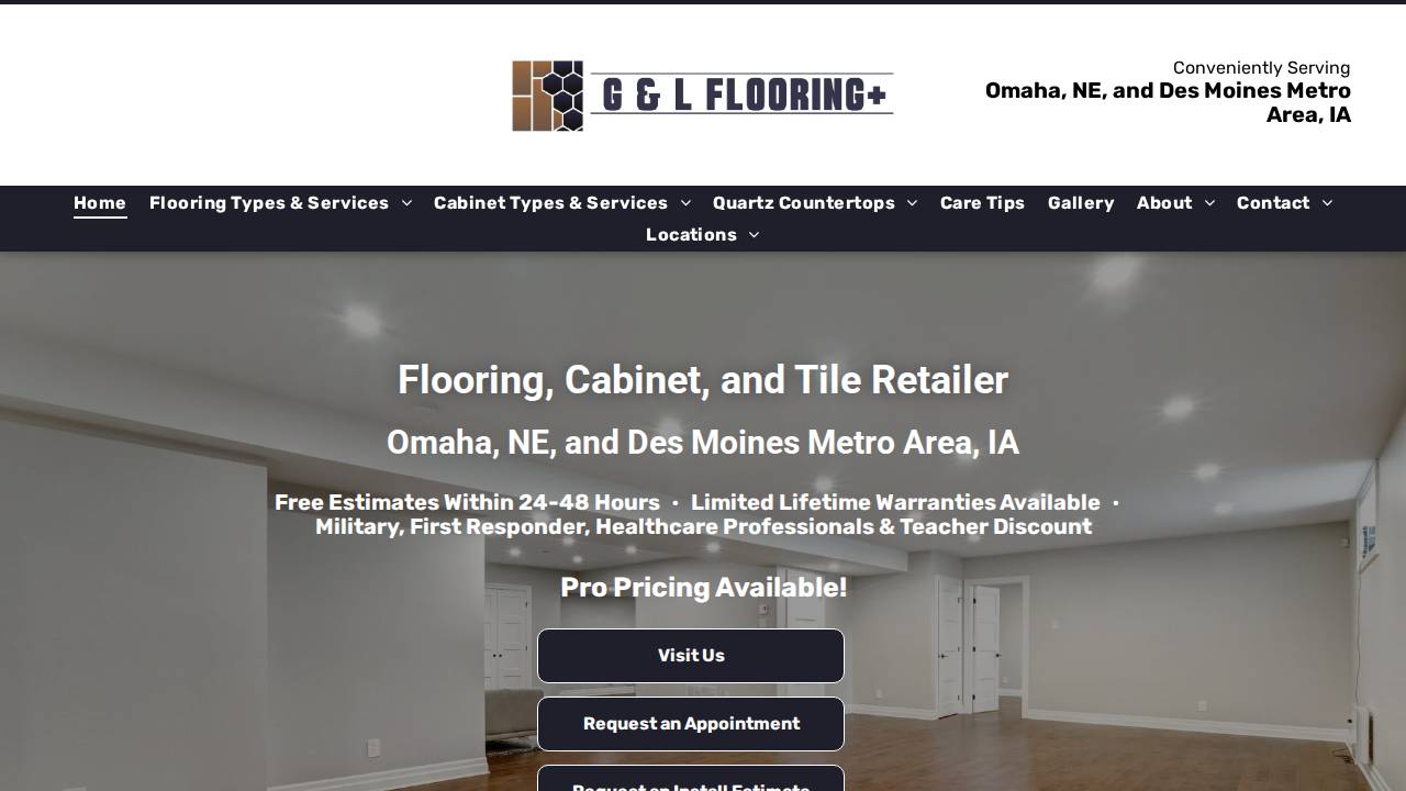 G And L Flooring Plus website screenshot