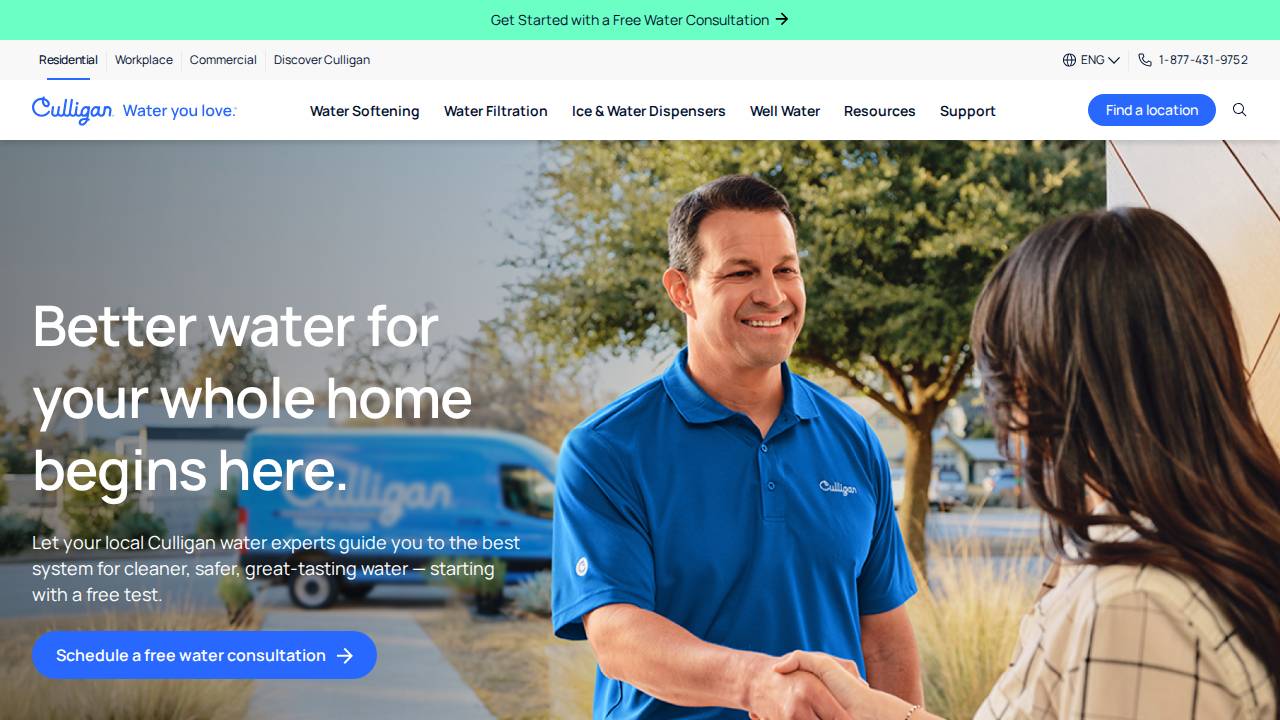 Culligan Ultrapure website screenshot