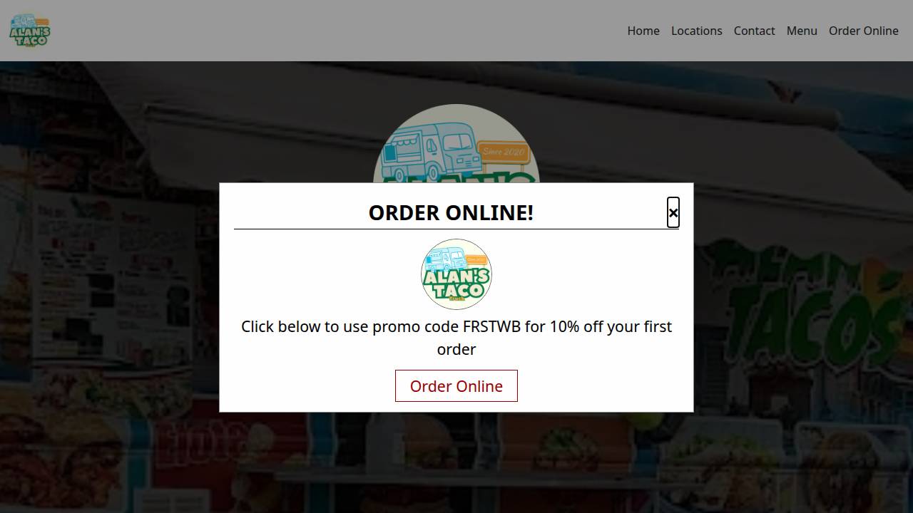 Alan Tacos website screenshot