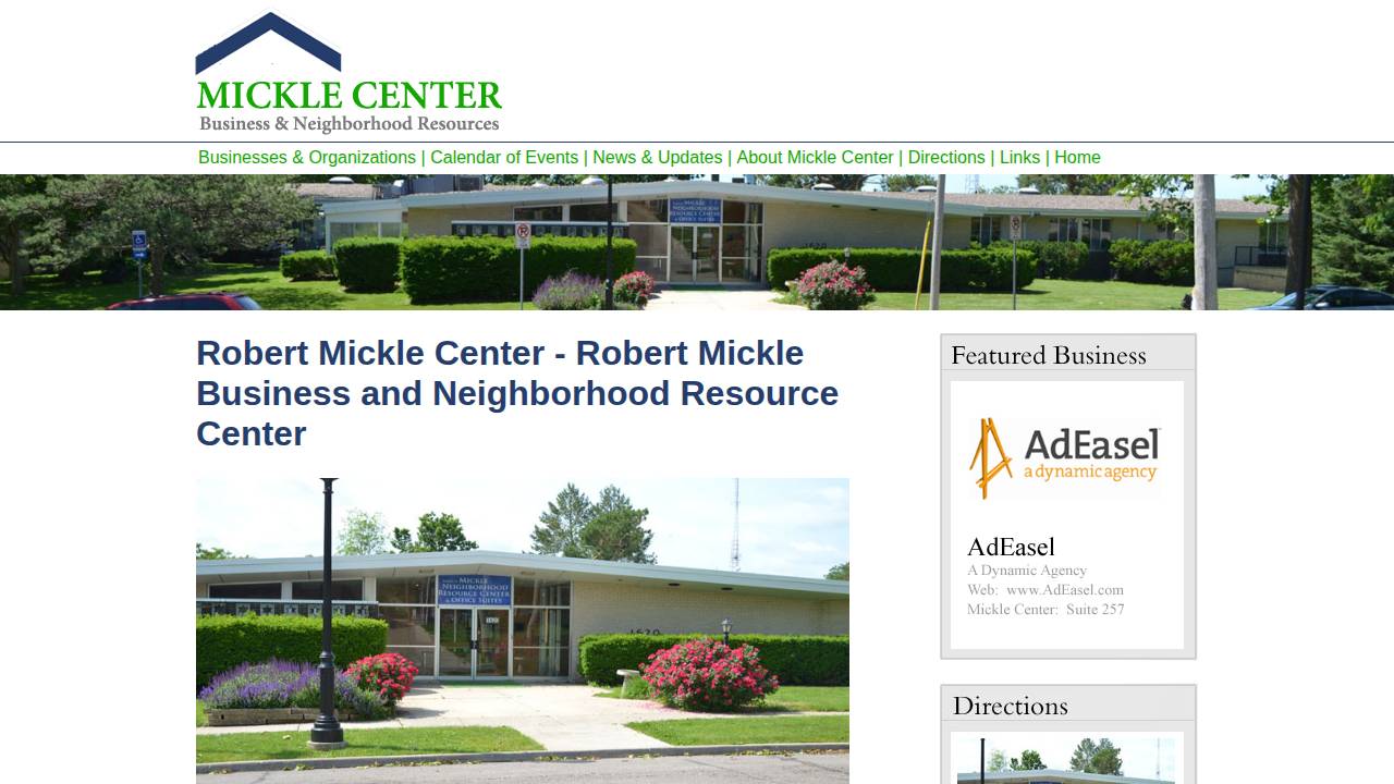 Mickle Center website screenshot