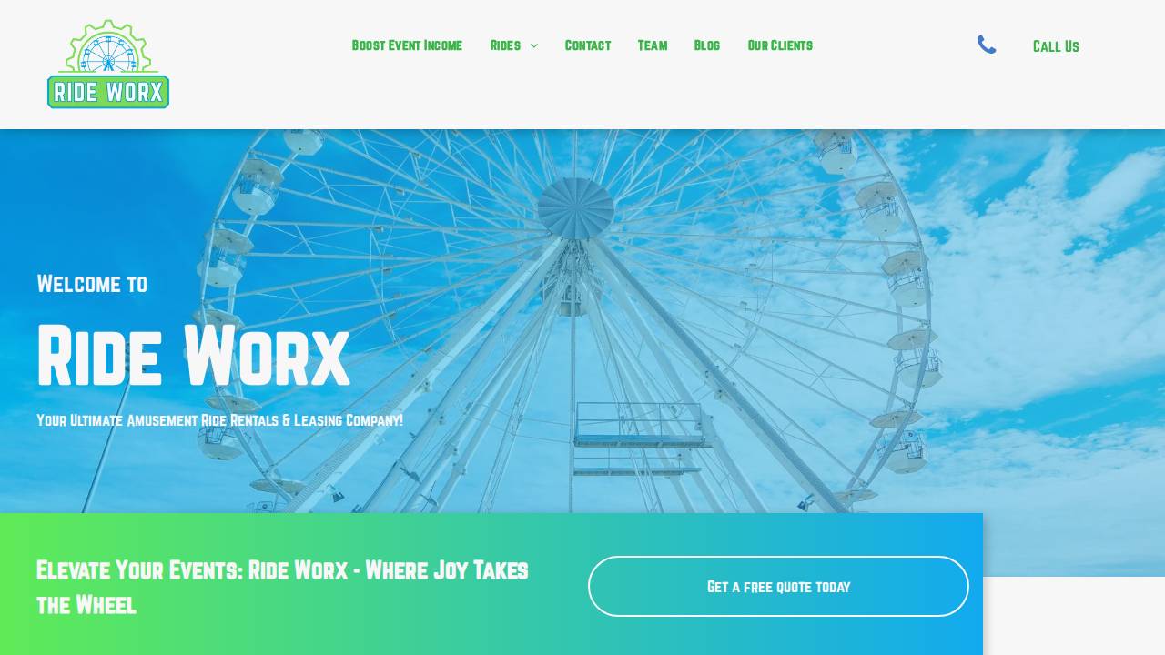 Ride Worx LLC. website screenshot
