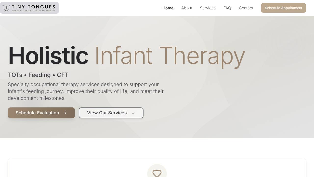 Tiny Tongues Therapy website screenshot