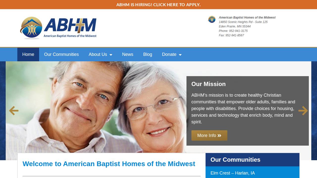 American Baptist Homes Of The Midwest website screenshot