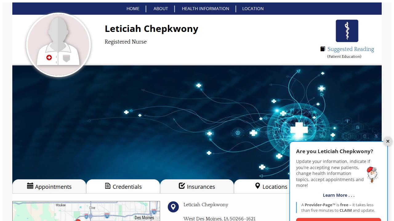 Leticiah Chepkwony website screenshot