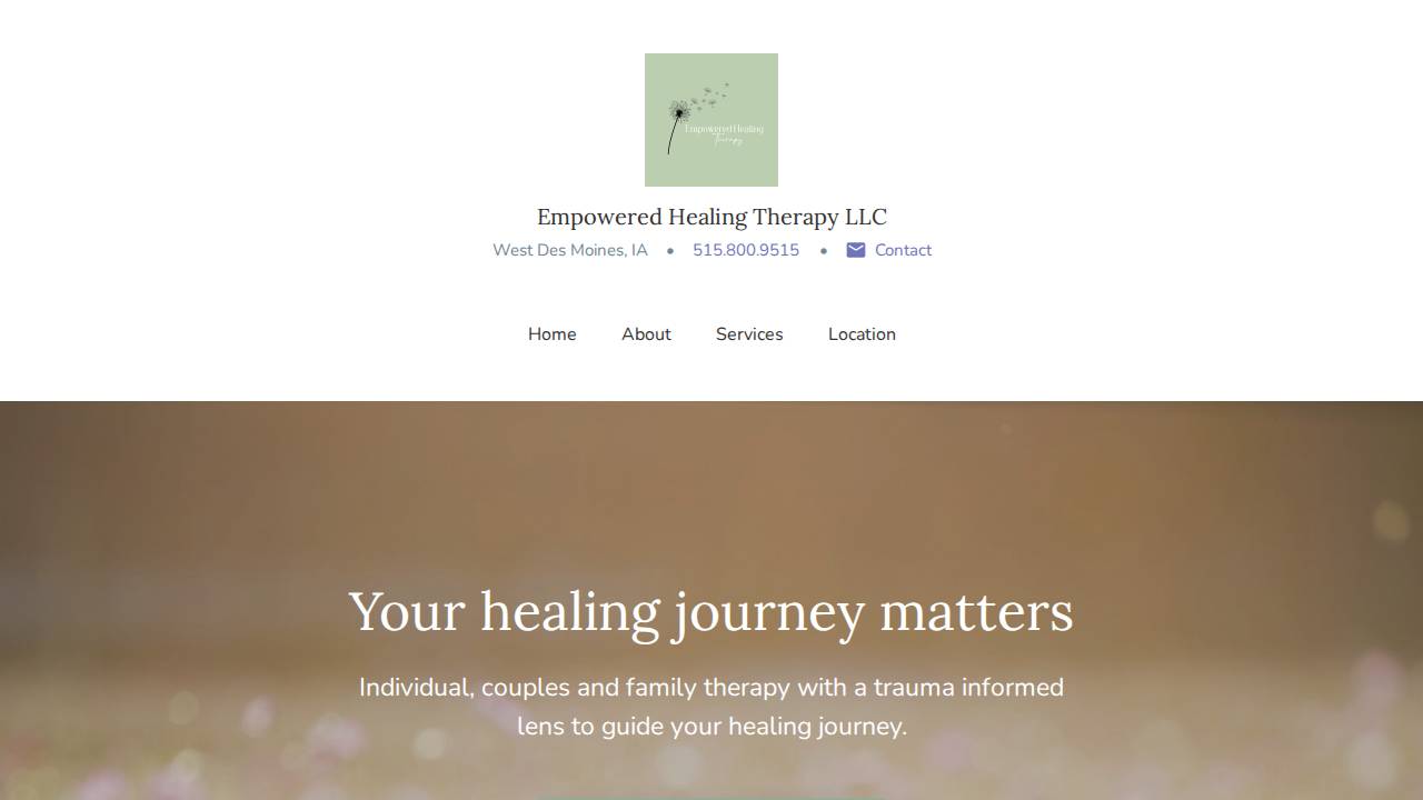 Empowered Healing Therapy LLC website screenshot