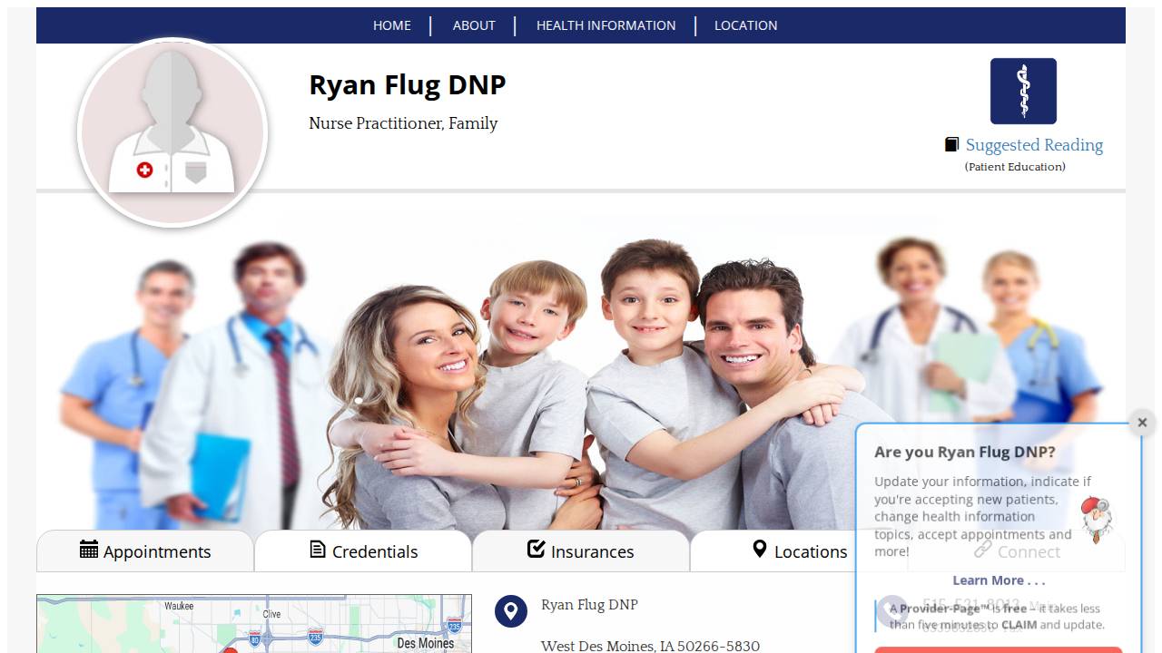Ryan Flug, DNP website screenshot