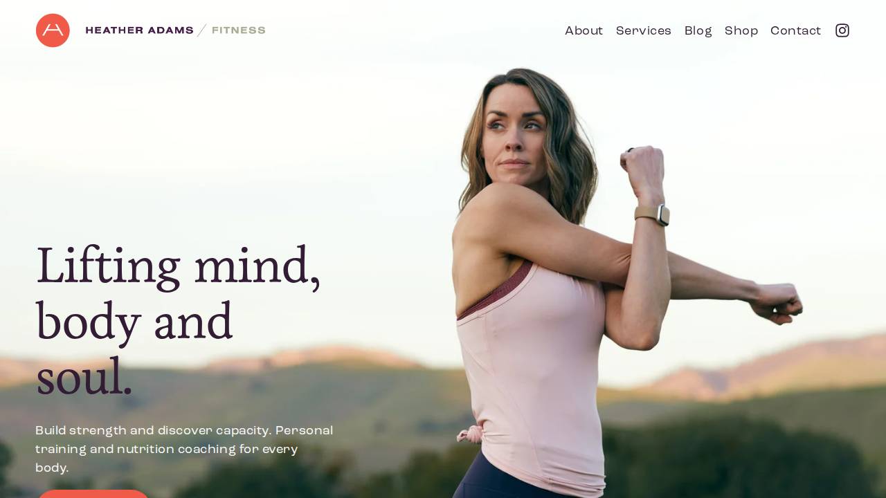 Heather Adams, PT website screenshot