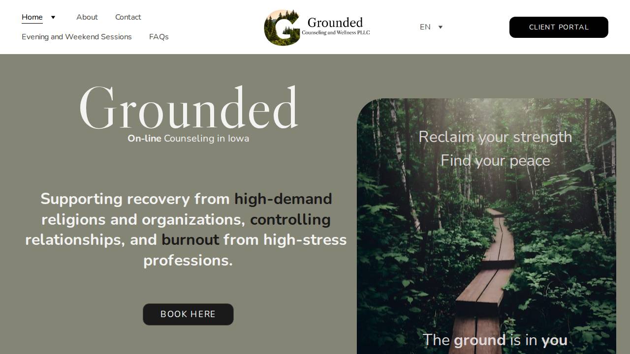 Grounded Counseling And Wellness PLLC website screenshot