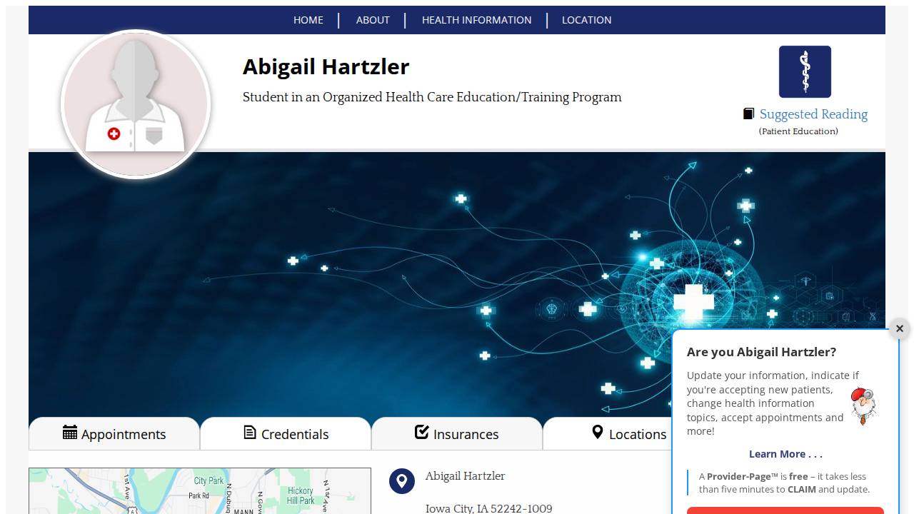 Abigail Hartzler website screenshot