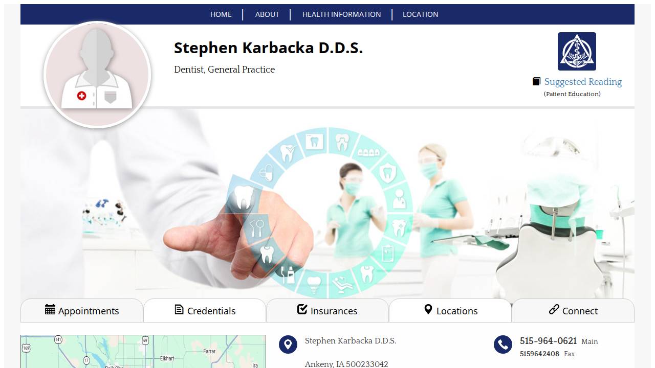 Stephen Karbacka, D.D.S website screenshot